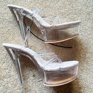Cape Robbin Stiletto Clear Heels Size 10